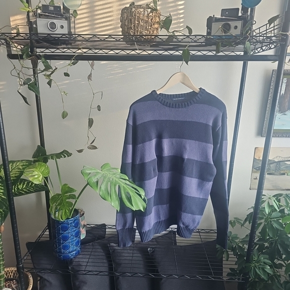 Brandy Melville Sweaters - Brandy Melville Crew neck sweater blue navy stripe